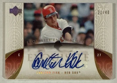 Carlton FiSK🔥2006 UD Exquisite Endorsements AUTO #EN-CF 21/40 Red Sox HOFer - Image 1 of 2