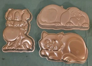 VTG • Wilton • Misc Cat & Dogs • Aluminum Cake Pan Molds • Lot Of 3 • Exc Cond! - Picture 1 of 5