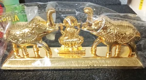 Vinayak pooja articles 24 carat gold plated elephant trinket box magnetic - Picture 1 of 11