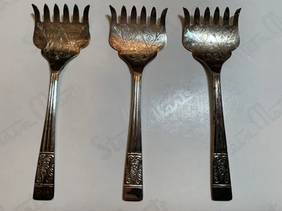 Tenedor de servir sardina Sheffield England vintage plateado pepinillo 5 x 1 5/8" Foto 1 de 4