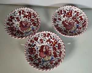 DERUTA ROTER HAHN ITALIENISCHE KERAMIK SALAT SET MIT 3 SCHALEN - Bild 1 von 8