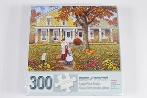 Bits and Pieces Large Format 300 Piece Puzzle Helping Hand Sweeping Leaves - Picture 1 of 4