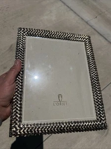 L'Objet Gold Tone Braid Picture Frame 8"x10" As Shown Missing Stand Flap - Picture 1 of 3