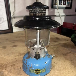 Sears Roebuck 1967 2 Tone 2 Mantle "Big Hat" Lantern W Original Pyrex Globe - Picture 1 of 9