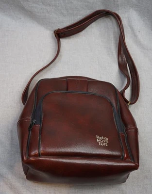 Bolso de Mano Kodak Película Cuero Marrón Vintage Dos Bolsillos con Cremallera con Correa Foto 1 de 4