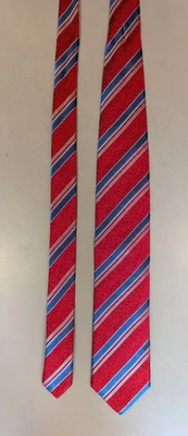 Canali шелковый галстук в жаккардовый красный цветочный и синий серый полосы 3,6 x 61» * пятно * - Изображение 1 из 4