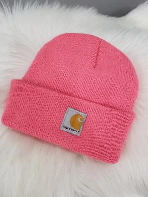 Chapéu de inverno quente Carhartt criança rosa malha algemado logotipo gorro - Imagem 1 de 4