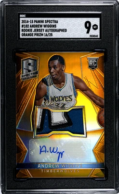 2014 Panini Spectra #102 ANDREW WIGGINS Orange Prizm RPA SGC 9 Rookie Auto /25 - Image 1 of 2