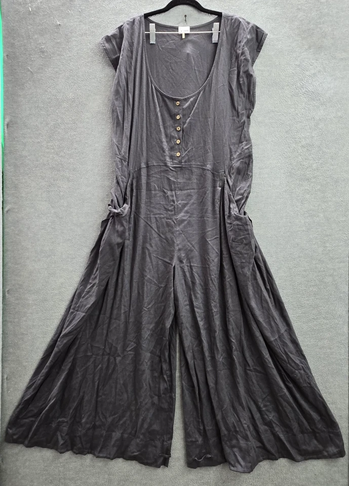 Mono Free People Mujer L Gris Lino Jet Set Life Wide Leg Foto 1 de 4