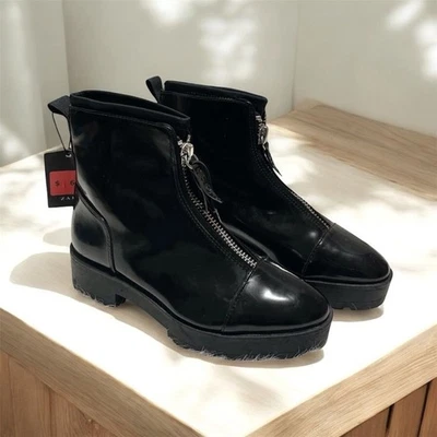 Zara Black Patent Leather Ankle Boots – Size 36 (US 6) – Brand New with Tags - Image 1 of 4