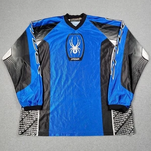 Camiseta Spyder De Colección Hombres XL Azul Y2K Brillante Deslumbramiento Logo Grande Esquí Moto Manga Larga - Imagen 1 de 10