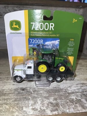 I/64 Scale John Deere 7200R With Peterbilt Model 367 Flat Bed Truck Ertl - Image 1 of 4
