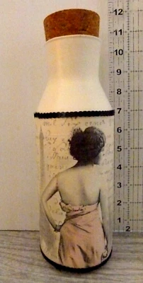Tarro de 11" Torre Eiffel Francesa y tarro Decoupage Lady con tapón de corcho de colección, MCM Retro Foto 1 de 4