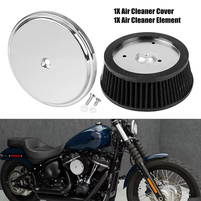 Cubierta de filtro de aire cromada + elemento negro para Harley Electra Glide Road King FLHR Foto 1 de 4