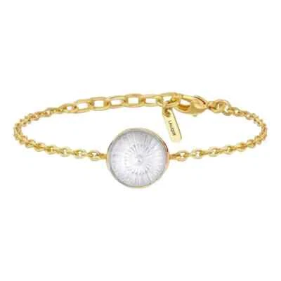 Brazalete de cadena LALIQUE Toupie cristal transparente chapado en oro GP raro Foto 1 de 4