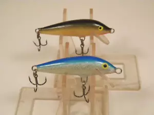 2 Rapala Floating Minnow F5 Blue Gold wood crankbait lure - Picture 1 of 3