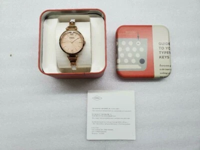 FOSSIL GEORGIA ROSE GOLD DIAL WHITE LEATHER & ST. STEEL LADIES WATCH ES3261 NEW - image 1 of 4