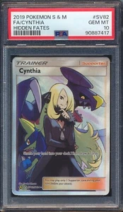 2019 POKEMON HIDDEN FATES CYNTHIA FULL ART #SV82 PSA 10! - Picture 1 of 2
