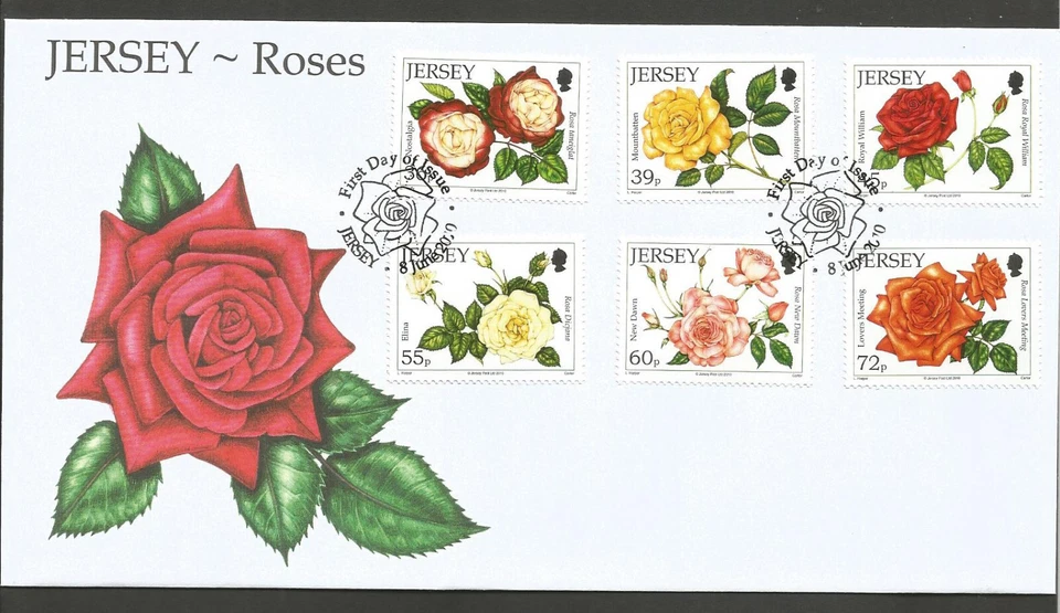 JERSEY 2010 ROSES SET on UNADDRESSED FIRST DAY COVER - Image 1 of 1