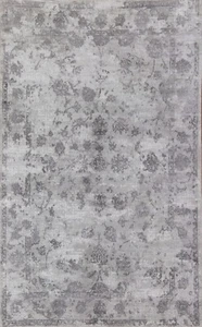 Transitional Floral Hand-knotted Area Rug 5x8 Silk Carpet - Picture 1 of 12