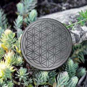 Grande Disco Shungite Fiore della Vita Piastra Incisa Protezione EMF Pietra, Tolvu - Foto 1 di 4