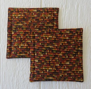 Multi Colored Fall Corn Themed Quilted Potholders 7x7 - Set of 2 - Bild 1 von 2