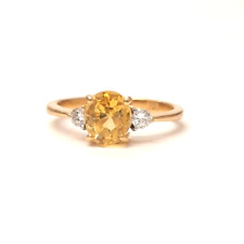 20ct Yellow Gold Citrine & Diamond Ring, Size M, 3.3 Grams *FREE RESIZING*