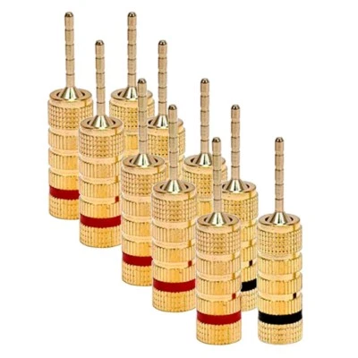 10 Pcs 5 Pair Banana Plug Pin Screw Type Audio Speaker Wire Connector 24K Gold - Image 1 of 3
