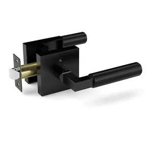 Viladepot Privacy Door Handle Knurled Matte Black Door Lock Reversible Keyless - Picture 1 of 6