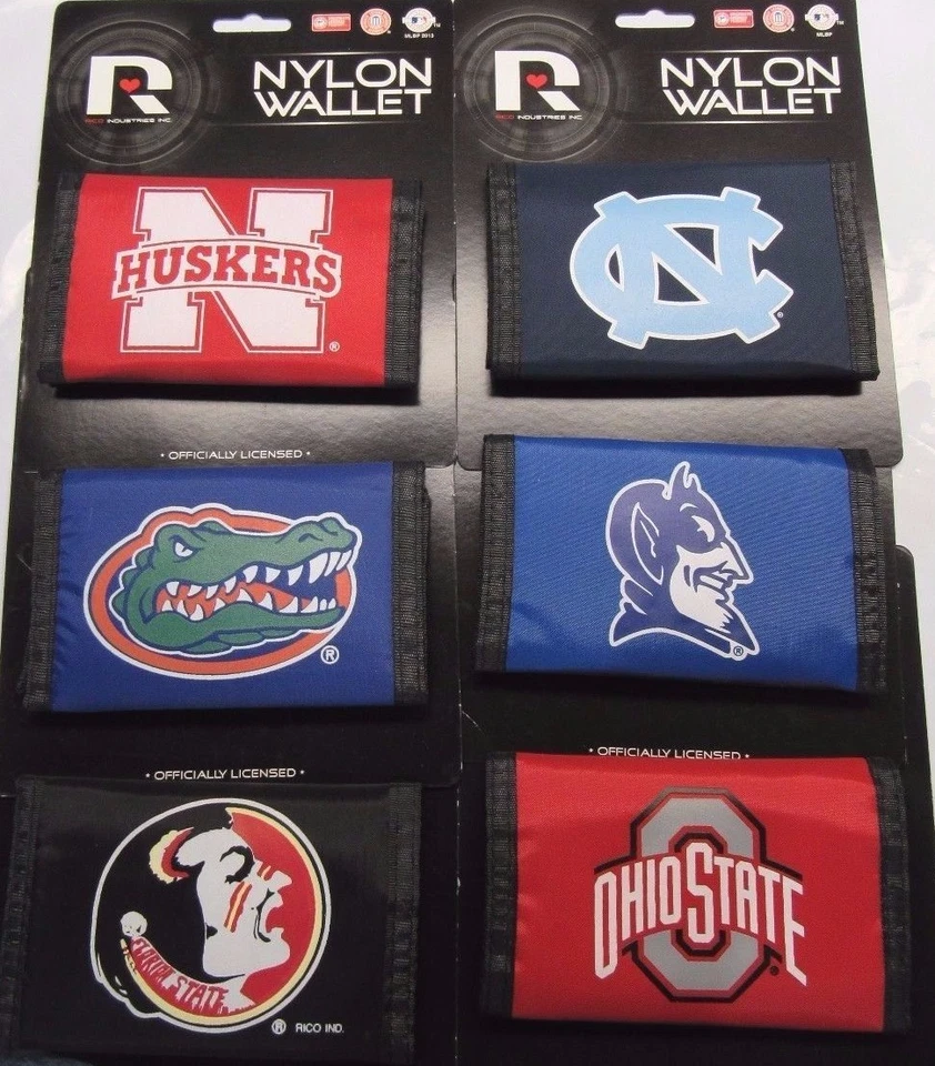 NCAA Printed Tri-Fold Nylon Wallet RICO -Select- Team Below - Image 1 of 1