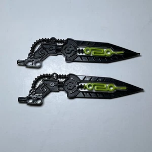 LEGO Bionicle Wing Angled with Molded Lime Center 64263pb01 Black/Lime x2 - Picture 1 of 2
