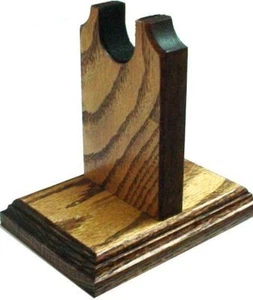 Oak Wooden Gun Rack Revolver Handgun Pistol Stand Table Top Display - Fancy Base - Picture 1 of 1