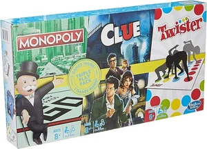 Hasbro MONOPOLY/Clue/Twister Triple Play Pack mit 3 Familien Brettspielen All in 1 - Bild 1 von 4