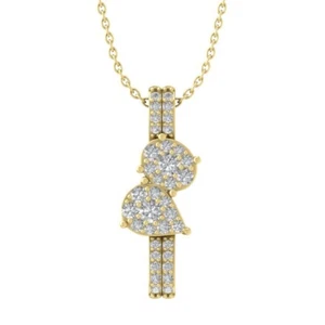 14K Yellow Gold Diamond Unique Drop Pendant w/ Sterling Silver Chain 1/2ct, 18" - Picture 1 of 5