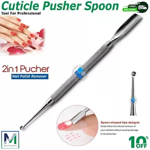 Pulitore Rimuovi Cuticole a Forma di Cucchiaio in Acciaio Inox Nail Art Cuticole Pus - Foto 1 di 3