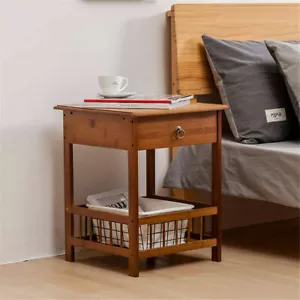 2 Tier Classic Bedside Table Drawer Side Table Living Room Coffee Tea End Table - Picture 1 of 12