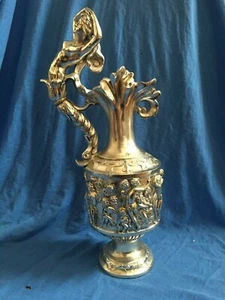 Beautiful MERMAID EWER Silver Chrome Topless Goddess Sculpture Artwork Greek?  - Picture 1 of 12