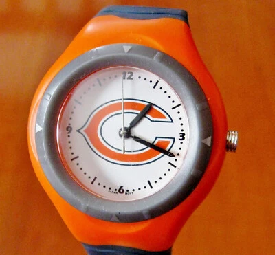 Reloj Chicago Bears LogoArt resistente al agua correa de goma de acero inoxidable Foto 1 de 4