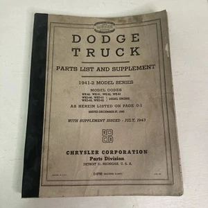 Dodge Truck Parts List And Supplement 1941-2 Model Series Chrysler Corporation P - Picture 1 of 9