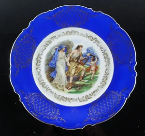 ASSIETTE PLAT DECORATIF PORCELAINE EMAILLE COBALT BAVARIA HUTSCHENREUTHER SIGNE - Imagen 1 de 16