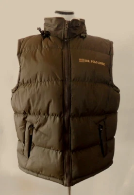 复古男式 XL 美国 Polo Assn。 Dk. 棕色 Puffer 背心,1 个所有者,A+ 状况 — 第 1/4 张图片