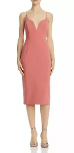 NWT Jill Jill Stuart Pink Sweetheart Fitted Deep V-Neck Midi Dress Womens Size 8 - Picture 1 of 3