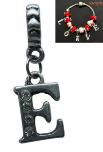 5X Estrás Metal Colgante Cuentas Charms Letra E ,Agujero Grande Para Culebra - Imagen 1 de 1