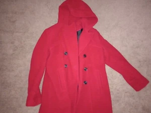 Covington Pea Coat, Red, Hooded, Large - Picture 1 of 3