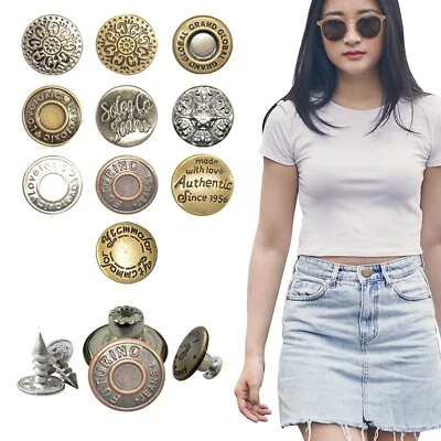 17mm Hammer on Jeans Buttons Kit Metal Buttons Replacement for Clothing Repair - Image 1 of 4