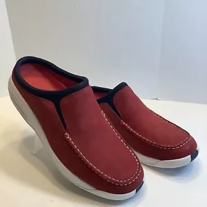 Mules donna Covington pelle rosso brillante slide mocassino dettaglio 9M, nuovo vintage - Foto 1 di 7