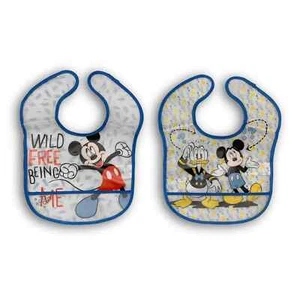 Bavaglino neonato bambino Disney Mickey Mouse 2 bavaglini in polietilene 3767 - Imagen 1 de 1