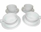 Crate And Barrel Solid White Diner 4 Flat Cup And Saucer Set Restaurant Ware Poland
