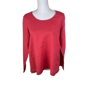 NWT FLAX Linen Popover Top Small P Brick Red 3/4 Sleeve Boho Lagenlook $110 - Picture 1 of 7