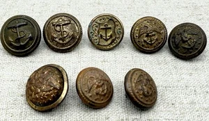 7 Vintage Anker Marine Knöpfe 1/2” & 1 Vintage Militär gewölbter Knopf 5/8” - Bild 1 von 5